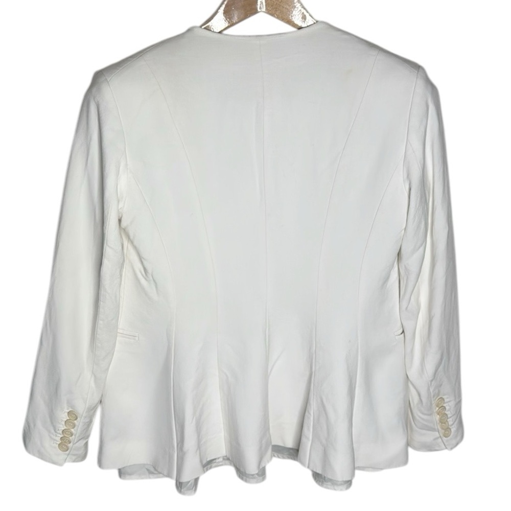 Theory Collarless open slim fit off white blazer size 6 - Picture 2 of 11